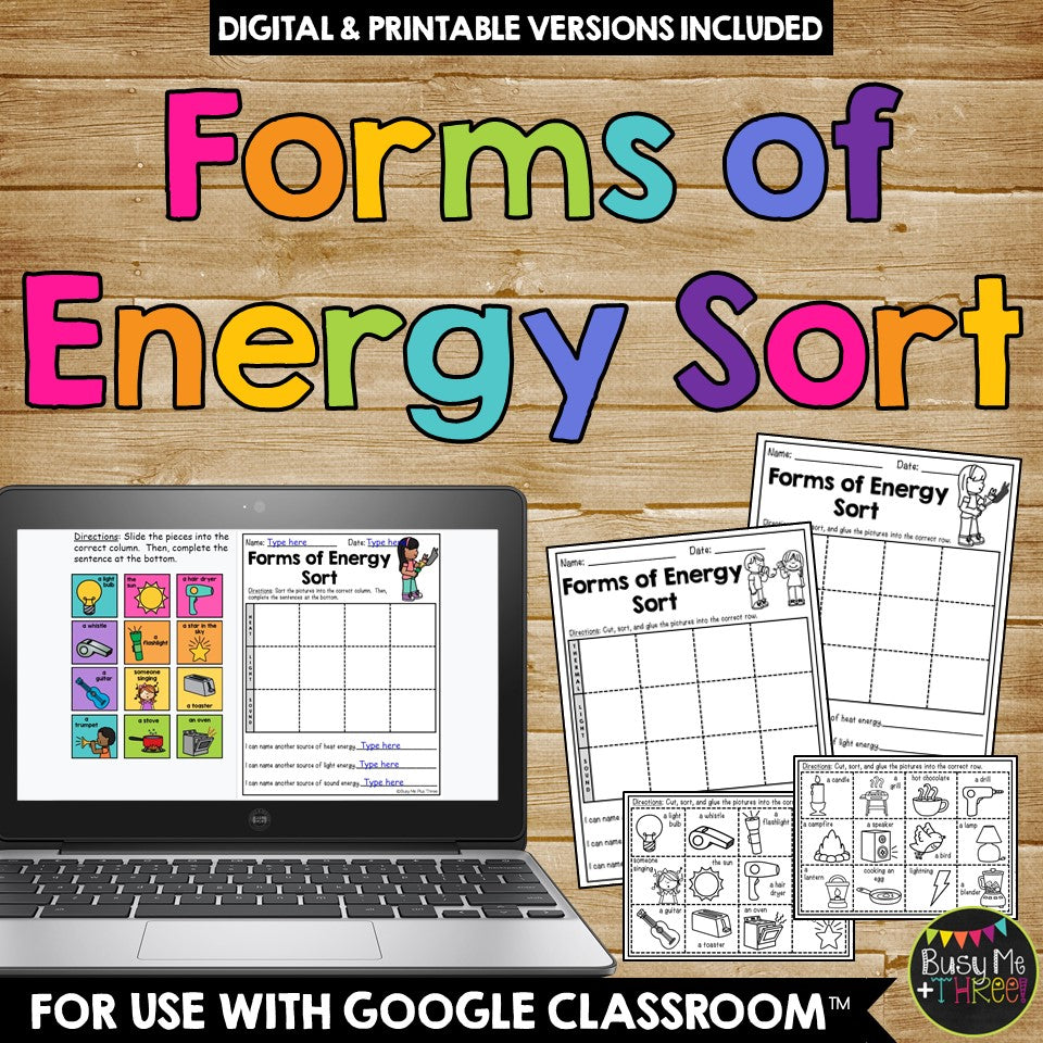 Forms Of Energy Grade 4 Forms Of Energy Sort DIGITAL & PRINTABLE Heat
